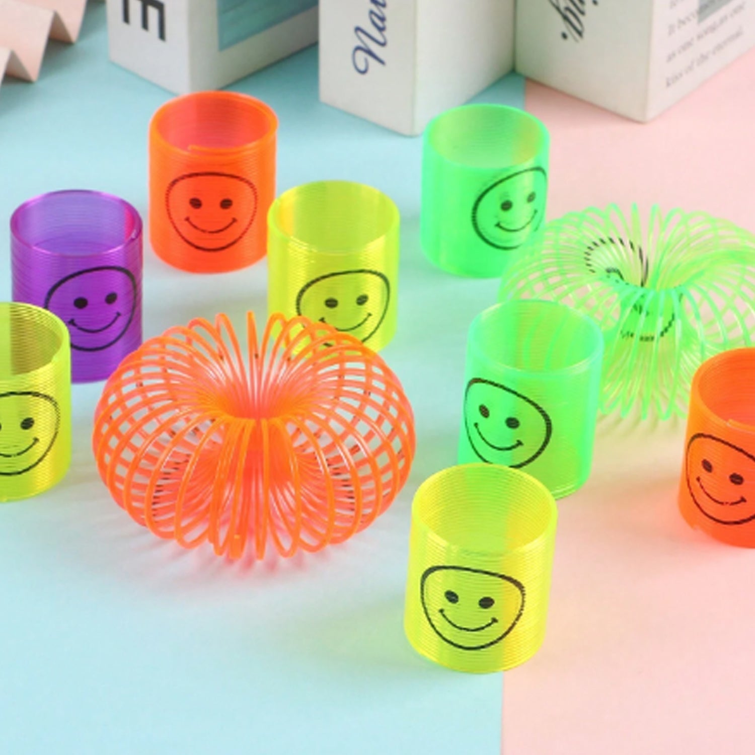 Multicolor Magic Smiley Spring, Spring Toys, Slinky, Slinky Spring Toy, Toy for Kids for Birthdays, Compact and Portable Easy to Carry (12 Pcs Set) Multicolor Magic Smiley Spring, Spring Toys, Slinky, Slinky Spring Toy, Toy for Kids for Birthdays, Compact and Portable Easy to Carry (12 Pcs Set)